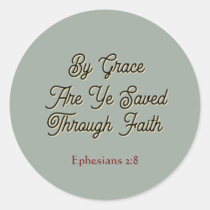 Pegatina Redonda Por Gracia Sois Salvos Efesios 2 Escritura