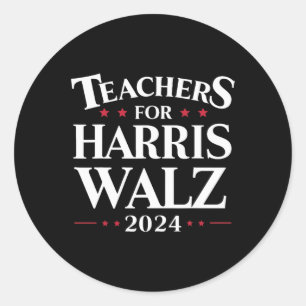 Pegatina Redonda Por Harris Walz 2024 Shirt Kamala Tim Waltz
