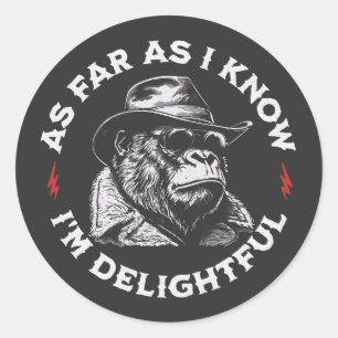 Pegatina Redonda Por lo que sé, soy Delight Gorilla Retro