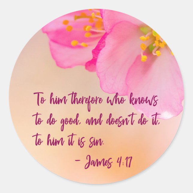 Pegatina Redonda Por Lo Tanto, Para El Que Conoce La Flora Cristian (Anverso)