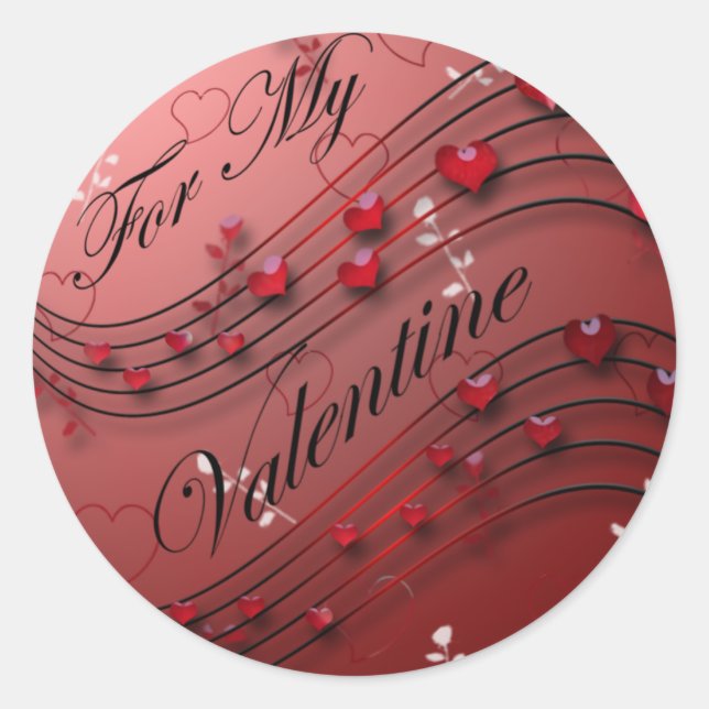 Pegatina Redonda Por mi San Valentín (Anverso)