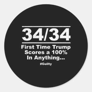 Pegatina Redonda Por Primera Vez Trump Detalla 100% De Culpabilidad