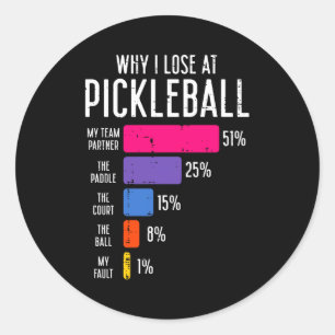 Pegatina Redonda Por qué perder en pickleball divertido pickle ball