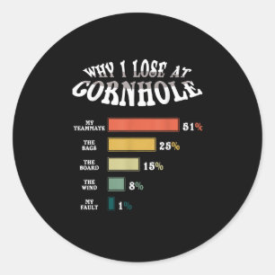 Pegatina Redonda Por qué pierdo el estilo de cosecha de cornhole