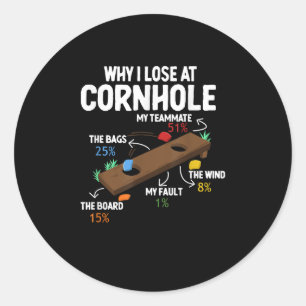 Pegatina Redonda Por qué pierdo el humor de jefe de Cornhole