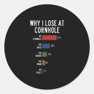 Pegatina Redonda Por Qué Pierdo En Cornhole