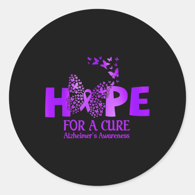 Pegatina Redonda Por Una Cura Para La Ropa De Guerrero De Alzheimer (Anverso)