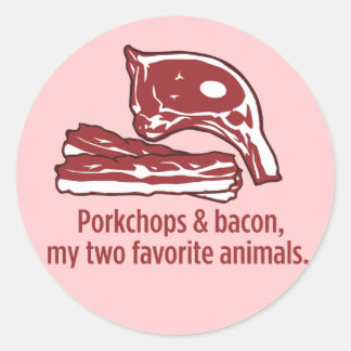 Pegatina Redonda Porcazo y Bacon, mis dos animales favoritos