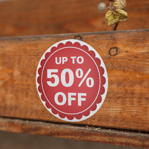 Pegatina Redonda Porcentaje de descuento promocional de oferta roja