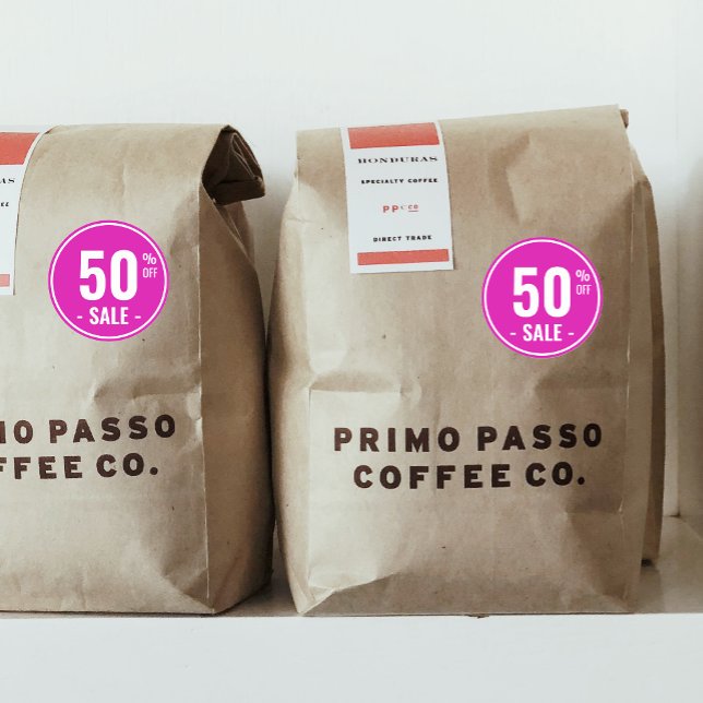 Pegatina Redonda Porcentaje de personalizados fuera de venta (Classic Magenta 50% SALE Product Classic Round Sticker)