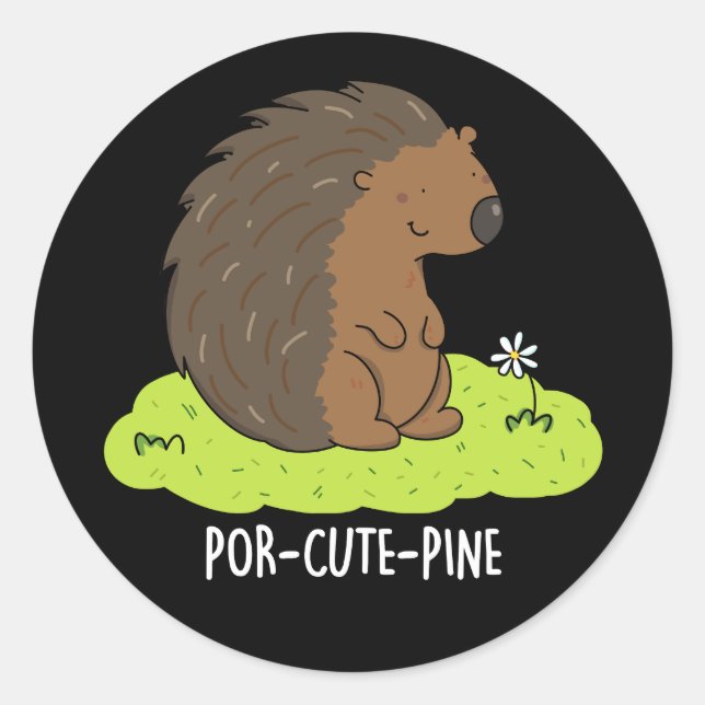 Pegatina Redonda Porcupine Pun Dark BG (Anverso)