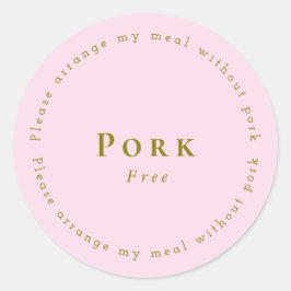 Pegatina Redonda Pork-Free Request Sticker, Light pink