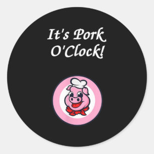Pegatina Redonda Pork Oclock Bbq Shirt Barbecue Grill Smoker Funny