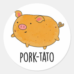 Pegatina Redonda Pork-tato Funny Potato Pun