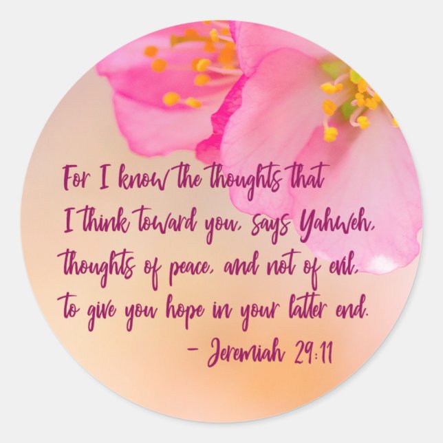 Pegatina Redonda Porque conozco las ideas cristianas florales (Anverso)