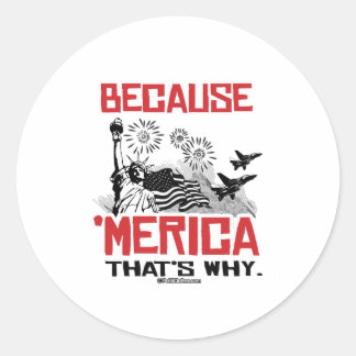 Pegatina Redonda Porque "Merica por eso