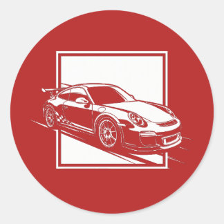 Pegatina Redonda Porsche 911 GT3 minimalista
