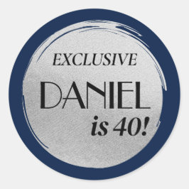 Pegatina Redonda Portada de la revista de cumpleaños moderna de pla