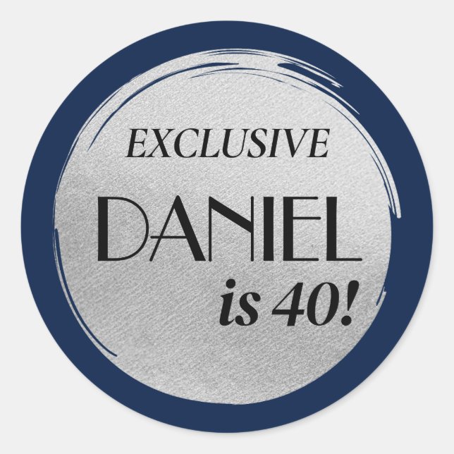 Pegatina Redonda Portada de la revista de cumpleaños moderna de pla (Anverso)