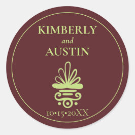 Pegatina Redonda Portada del libro de cosecha | Libro Tema Boda Clá