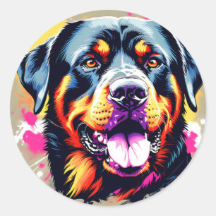 Pegatina Redonda Portait Dog Rottweiler