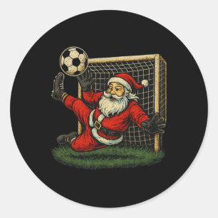 Pegatina Redonda Portero de fútbol Papá Noel Navidad Deportes Niños