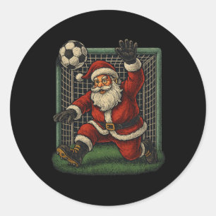 Pegatina Redonda Portero de fútbol Santa Claus Navidad Deportes Niñ