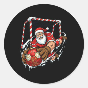 Pegatina Redonda Portero de Santa 67 Fútbol Ll Navidad Divertido De