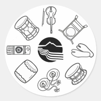 Pegatina Redonda Portland Taiko Line Art Sticker Sheet