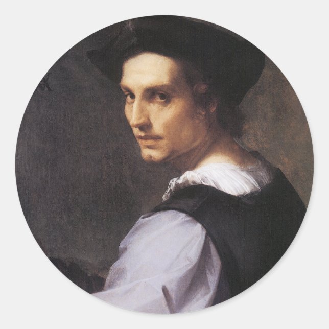 Pegatina Redonda Portriat de un joven (Anverso)