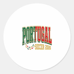 Pegatina Redonda Portugal Fútbol 2026 Fútbol Negrita País Tipografí