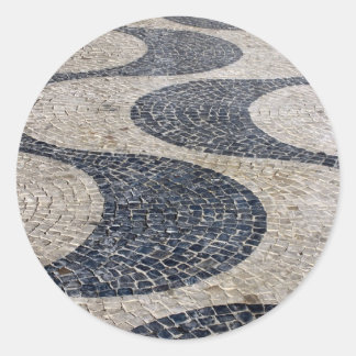 Pegatina Redonda Portuguese Calçada, Lisbon, Portugal