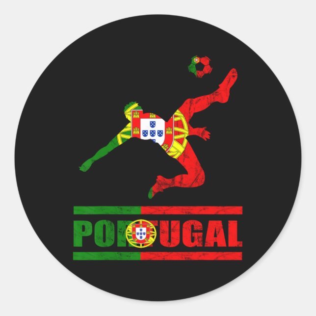 Pegatina Redonda Portuguese Flag Portugal Soccer Portuguese Pride P (Anverso)