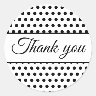 Pegatina Redonda Pos de polka blanco negro