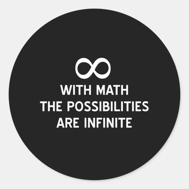 Pegatina Redonda Posibilidades matemáticas e infinitas (Anverso)