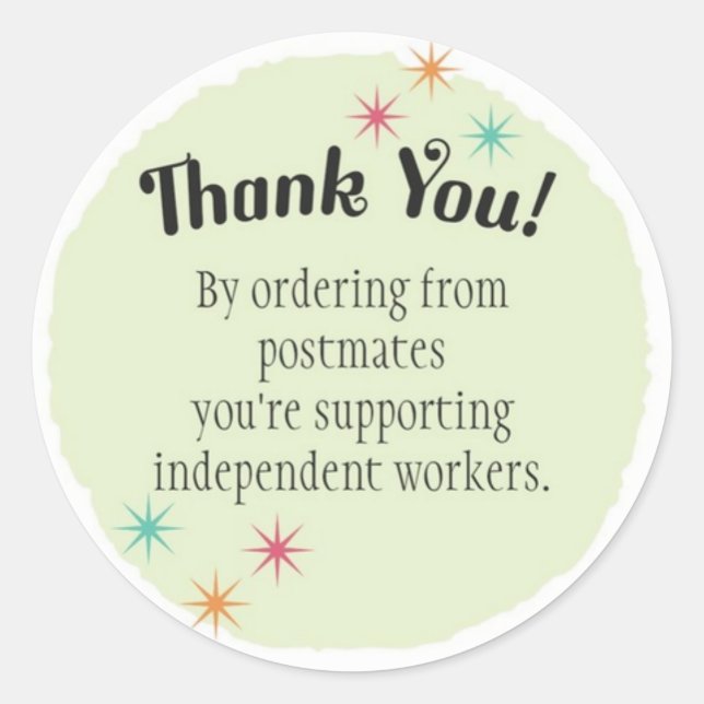 Pegatina Redonda Posmates Gracias (Anverso)