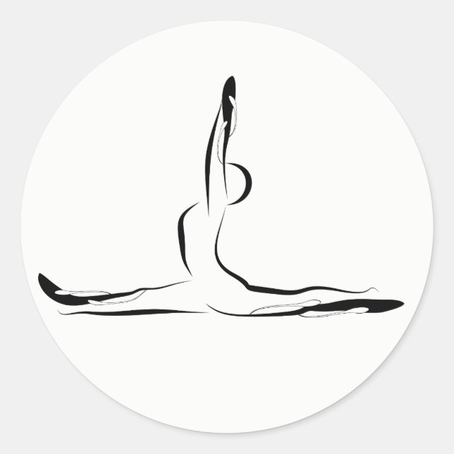 Pegatina Redonda Posposición de yoga (Anverso)