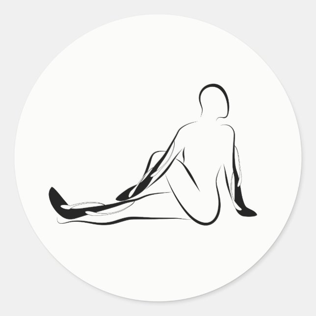 Pegatina Redonda Posposición de yoga (Anverso)