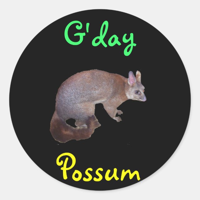 Pegatina Redonda Possum (Anverso)