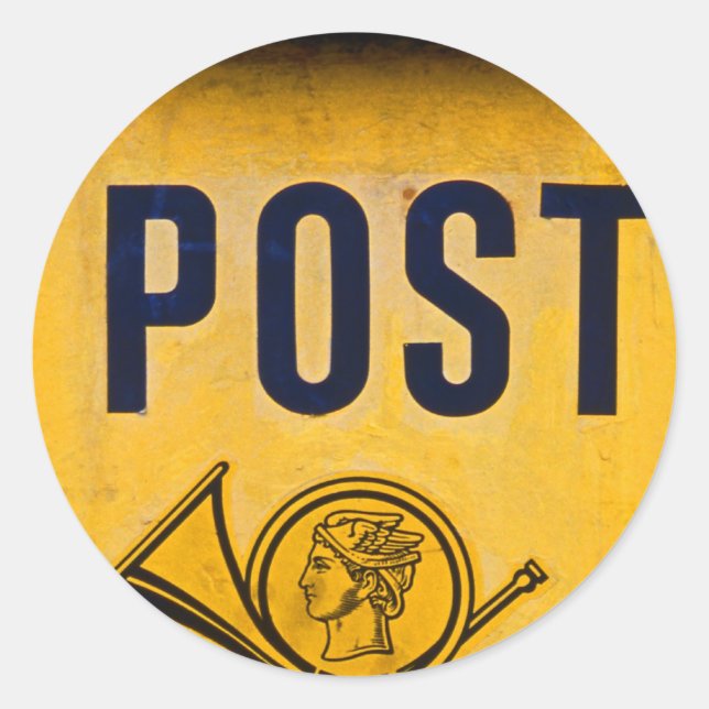 Pegatina Redonda Postal griega amarilla (Anverso)