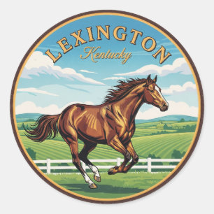 Pegatina Redonda Postcard de Lexington Kentucky