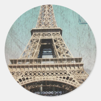 Pegatina Redonda Postcard from Paris EIffel Tower