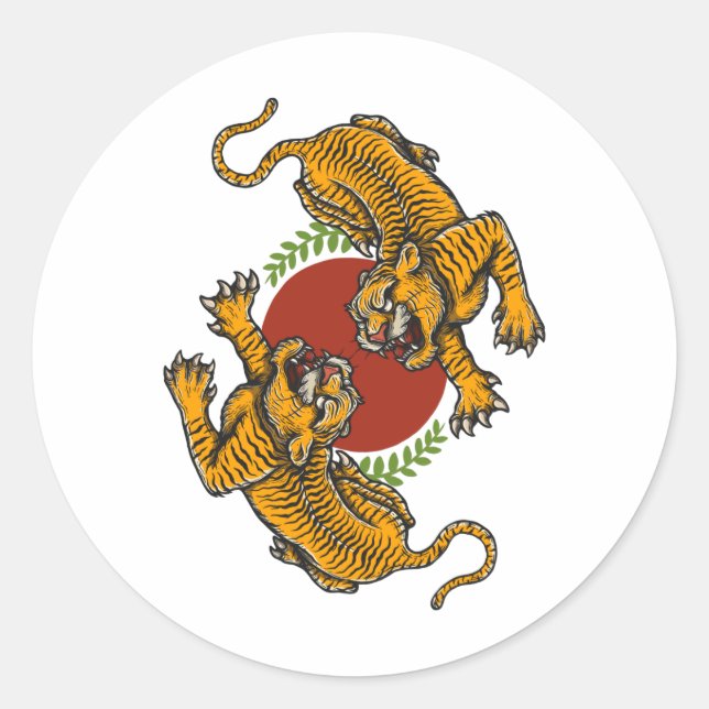 Pegatina Redonda Poster Camiseta Tiger (Anverso)