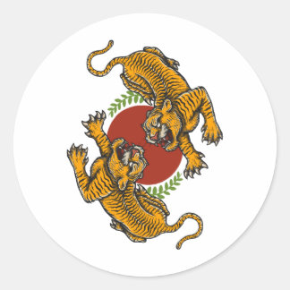 Pegatina Redonda Poster Camiseta Tiger