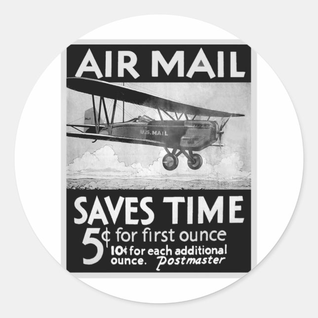 Pegatina Redonda Poster de Airmail (Anverso)