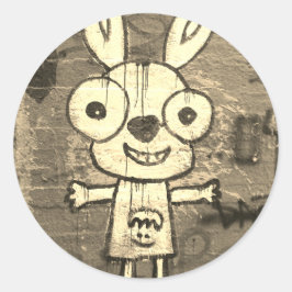 Pegatina Redonda Póster de arte de grafiti MONSTRUO FELIZ