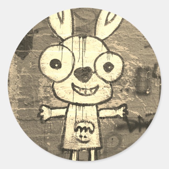 Pegatina Redonda Póster de arte de grafiti MONSTRUO FELIZ (Anverso)