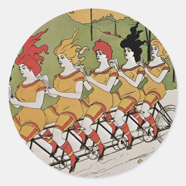 Pegatina Redonda Poster de bicicletas de transporte (Anverso)