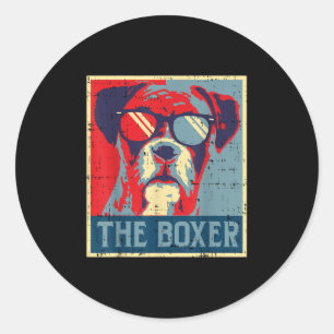 Pegatina Redonda Poster de Boxer Obama ama al perro Mascota animal