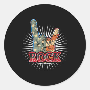 Pegatina Redonda Póster de concierto de Rock Vintage USA - Banda 70